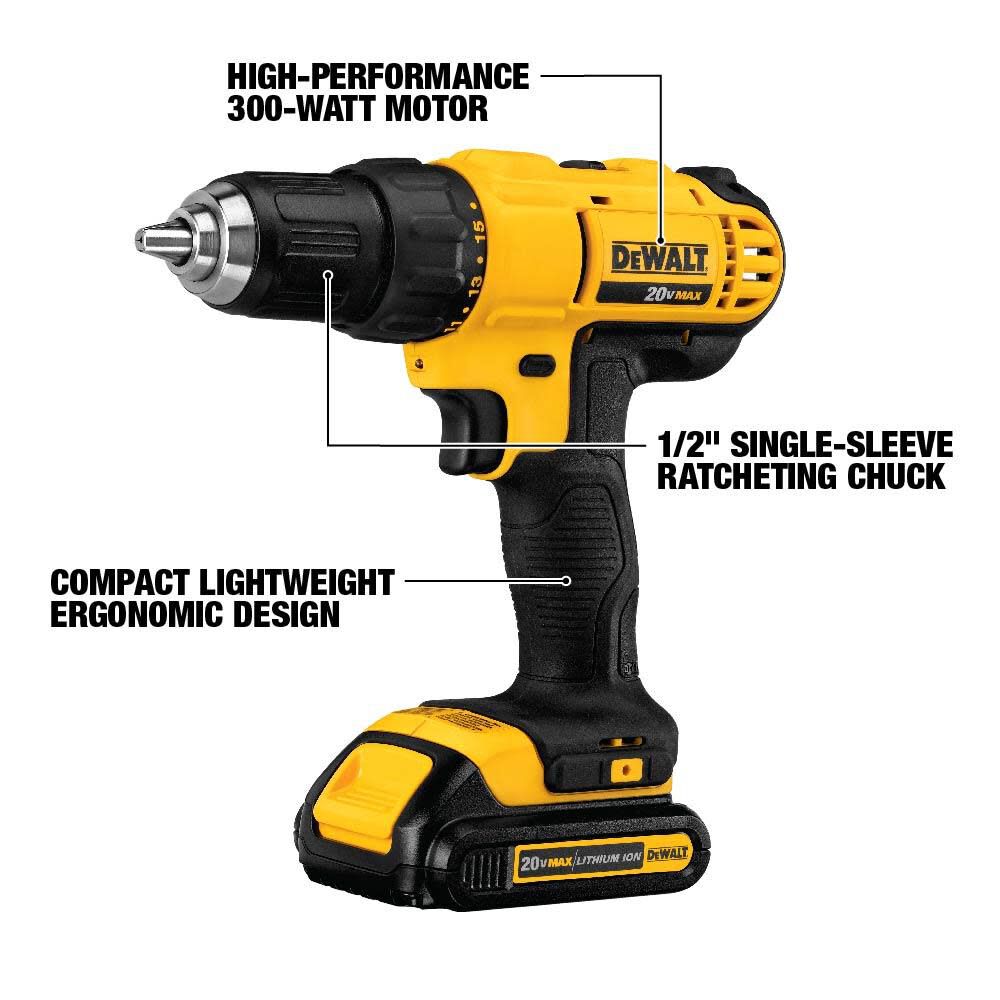Dewalt dcd771c2 20v cordless compact drill deals