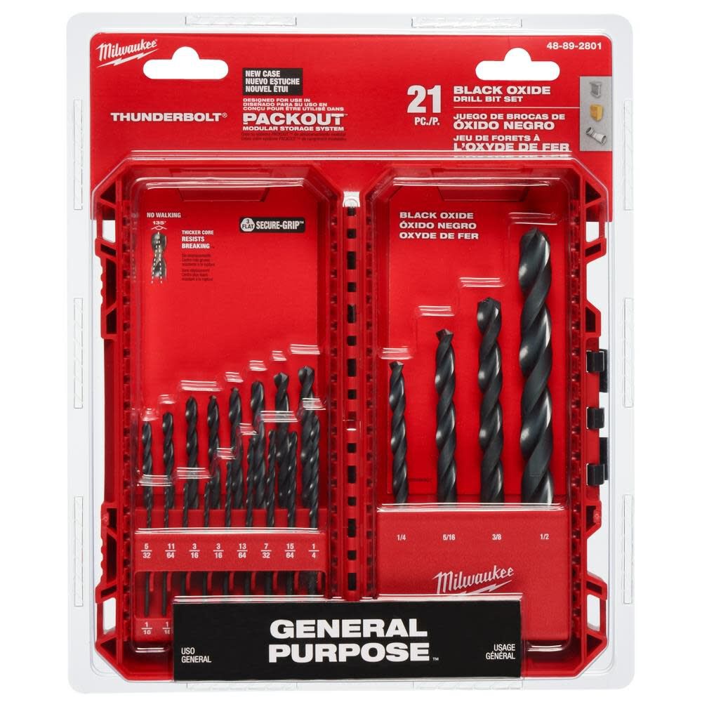 Milwaukee 21-Piece Thunderbolt Black Oxide Drill Bit Set 48