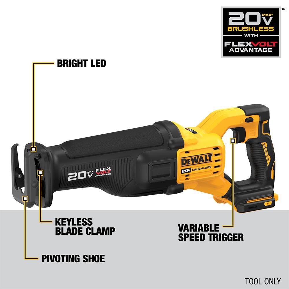DEWALT Promotional FLEXVOLT Advantage 20V MAX Reciprocating Saw Brushless (Bare Tool), large image number 3