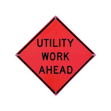 Vizcon 48 x 48in Reflective Roll-Up Utility Work Ahead Sign