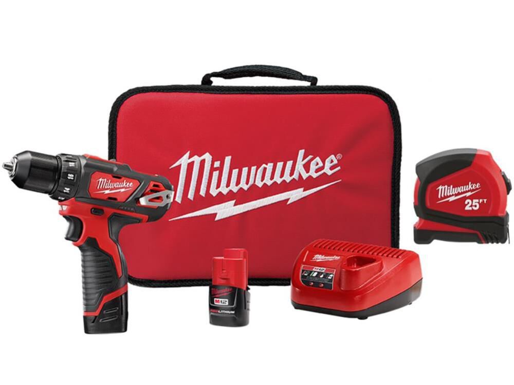 Milwaukee M12 3/8 Drill/Driver with Tape Measure Kit 240722T Acme Tools