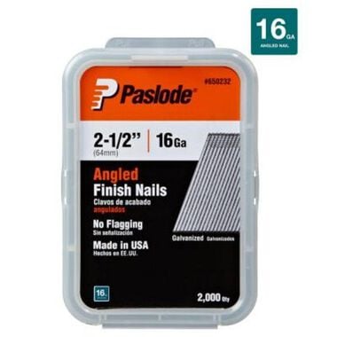Paslode 2-1/2 In. Angled Finish Nail 16 Gauge Galvanized 2000 Per Box