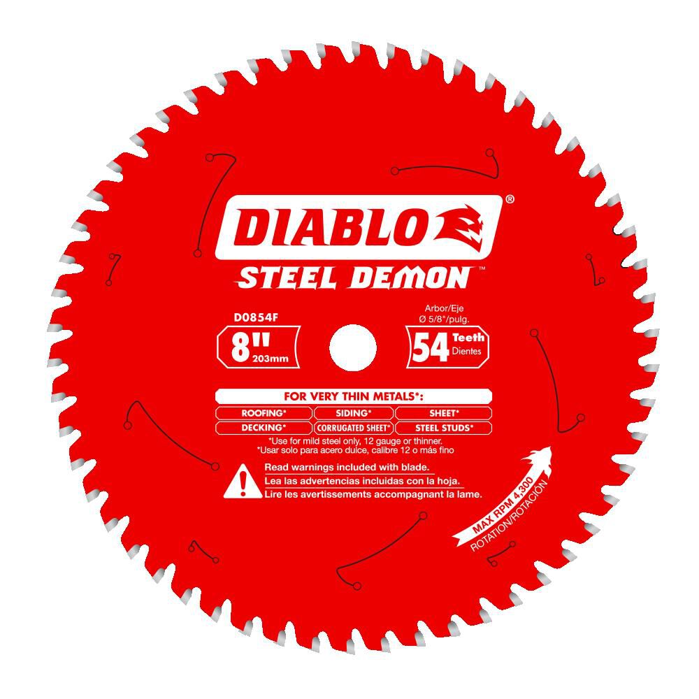 Diablo Tools 8 inch x 54 Tooth TCG Steel Demon Thin Metal Cutting Circular Saw Blade with 5/8 inch Arbor - D0854F