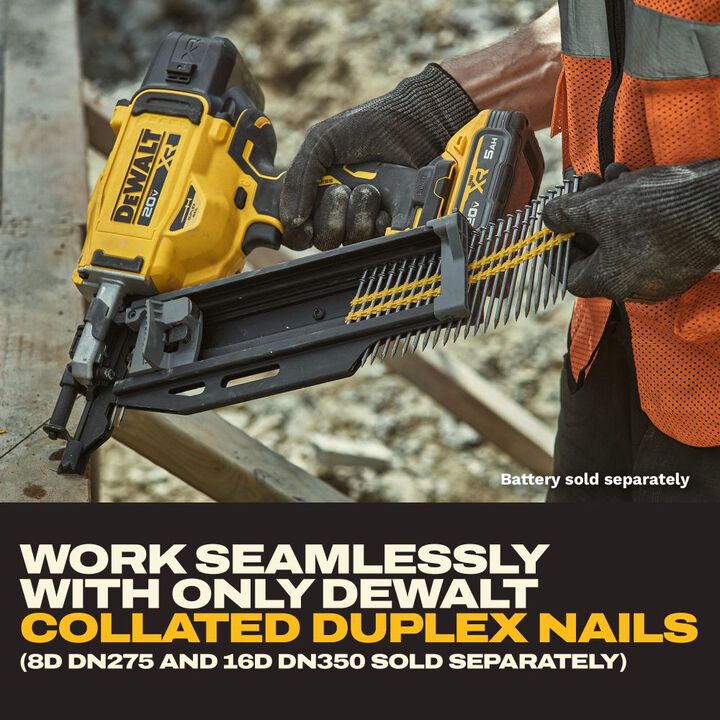DEWALT 20V Max XR 21 Degree Plastic Collated Duplex Nailer (Bare Tool) and 16D 3-1/2 Inch x 0.131 Inch Collated Duplex Nail Bundle, large image number 6
