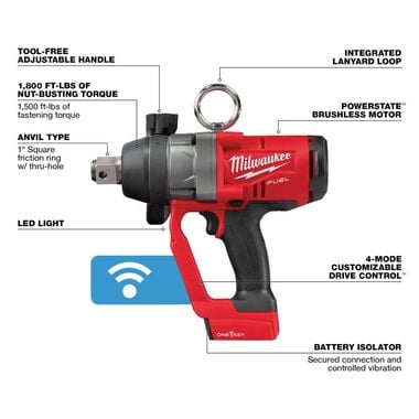 Milwaukee M18 FUEL 1 in High Torque Impact Wrench with ONE-KEY (Bare Tool), large image number 3