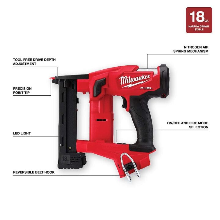 Milwaukee M18 1/4 Inch Narrow Crown Stapler and Redlithium CP2.0 Battery Bundle, large image number 5
