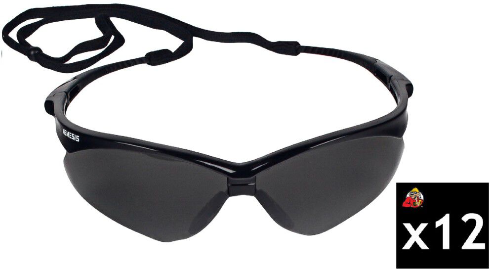Ansell Protective Products Kleenguard Nemesis Safety Glass Black Frame Smoke Lens Pack of 12 – 22475E-12