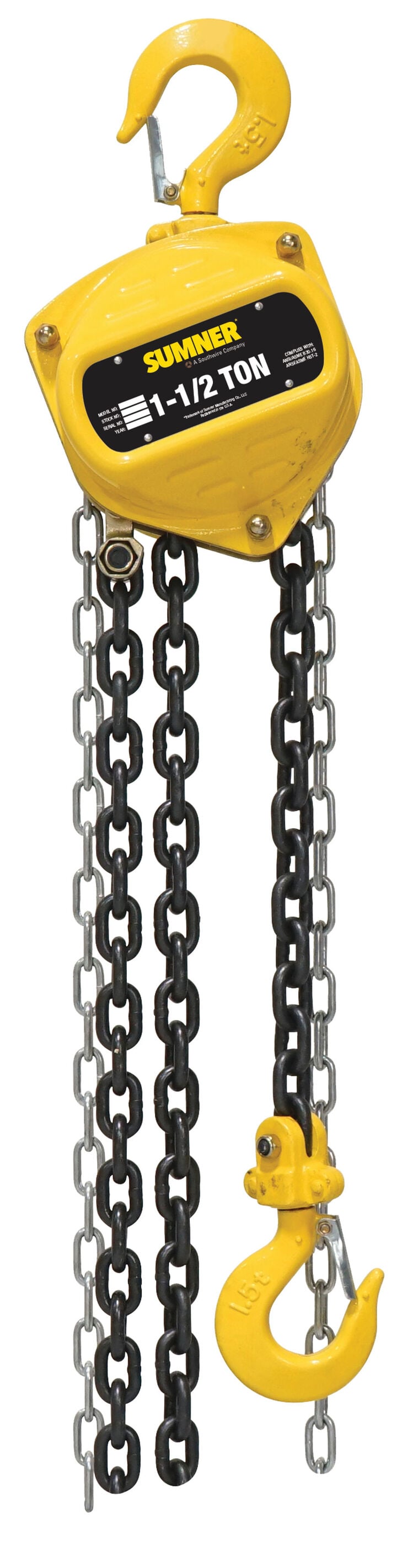 Sumner CB150C20 1 1/2 Ton Chain Hoist 20 Ft., large image number 1