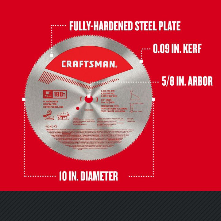CRAFTSMAN 10 Inch Plywood/OSB Saw Blade 180-Tooth, large image number 1