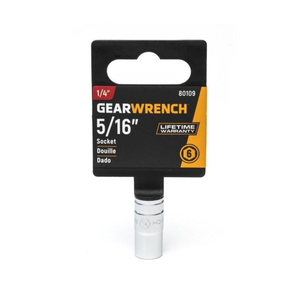 GEARWRENCH Socket 1/4 Inch Drive 6 Point 5/16 Inch, large image number 2