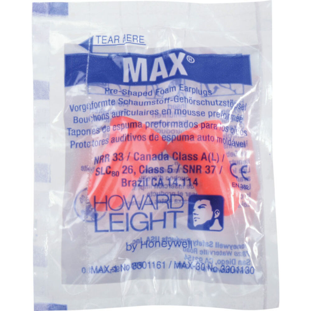 Howard Leight MAX Pair Uncorded Foam Ear Plugs Box of 200 Pair, large image number 2