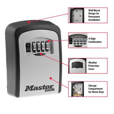 Master Lock 3-1/4in (83mm) Wide Set Your Own Combination Wall Lock Box, large image number 2