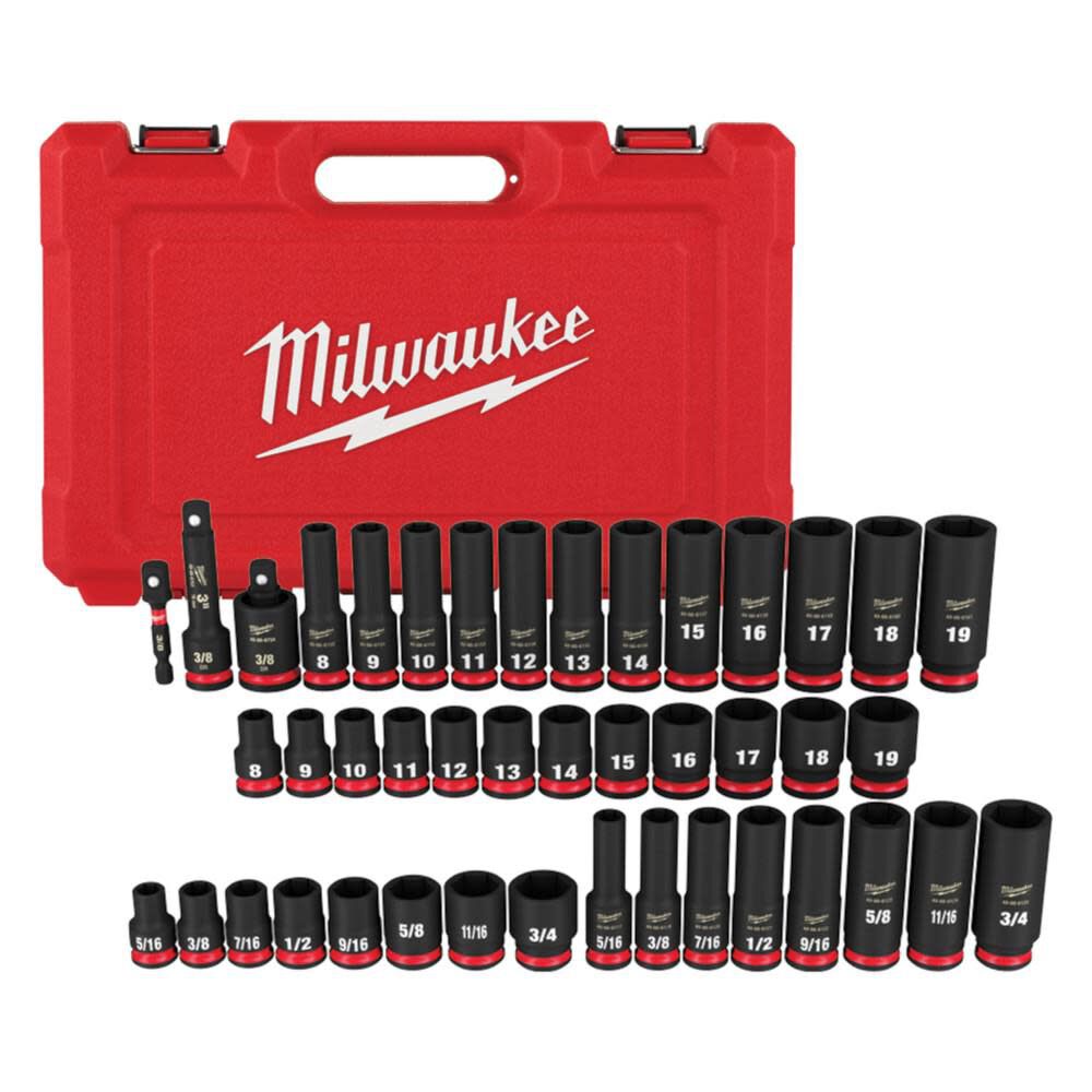 Milwaukee 3/8inch Drive SAE & Metric Deep 6 Point 43pc - 49-66-7009