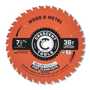 Crescent Wood & Metal 7 1/4 in 36T Circular Saw Blade