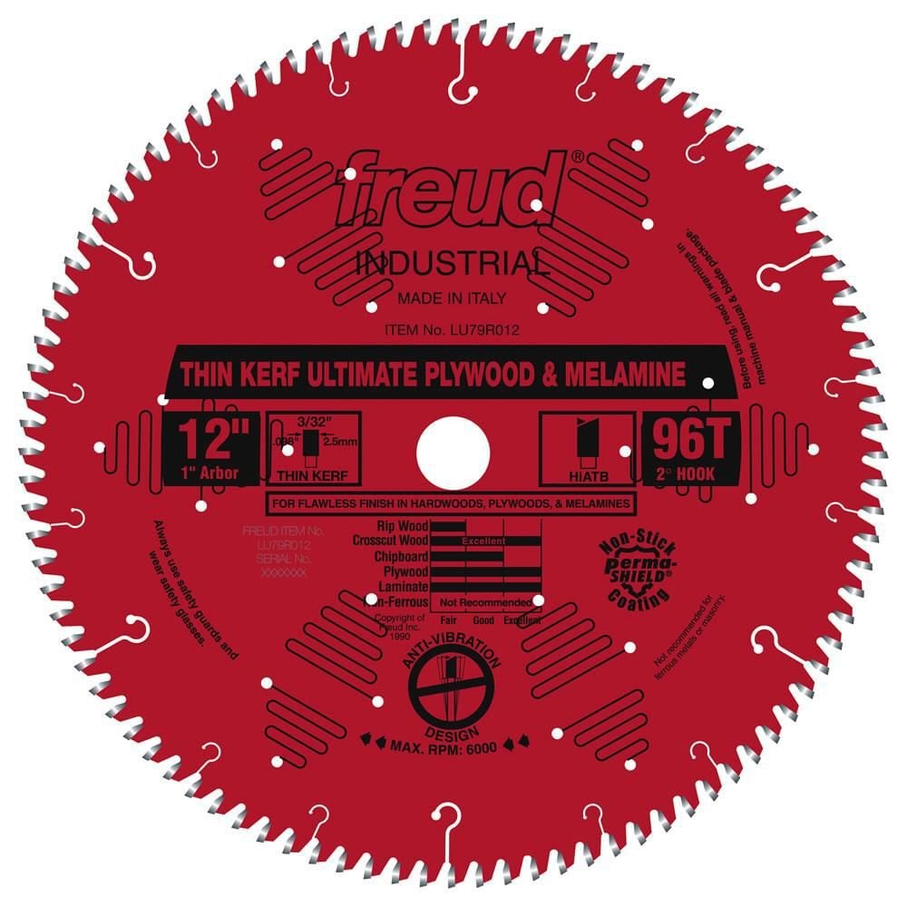 Freud 12 In. x 96T Thin Kerf Ultimate Plywood & Melamine Blade, large image number 1
