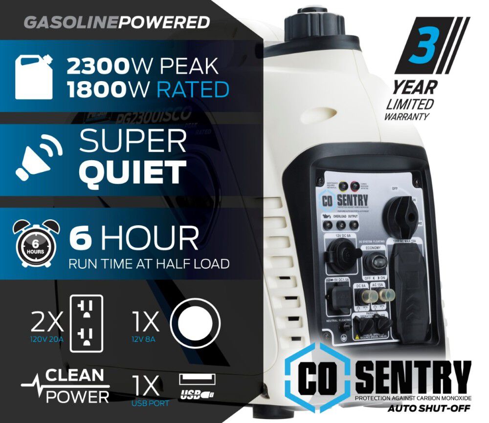 Pulsar Products 2,300 Watt Gas Powered 50-State Portable Inverter Generator, large image number 2