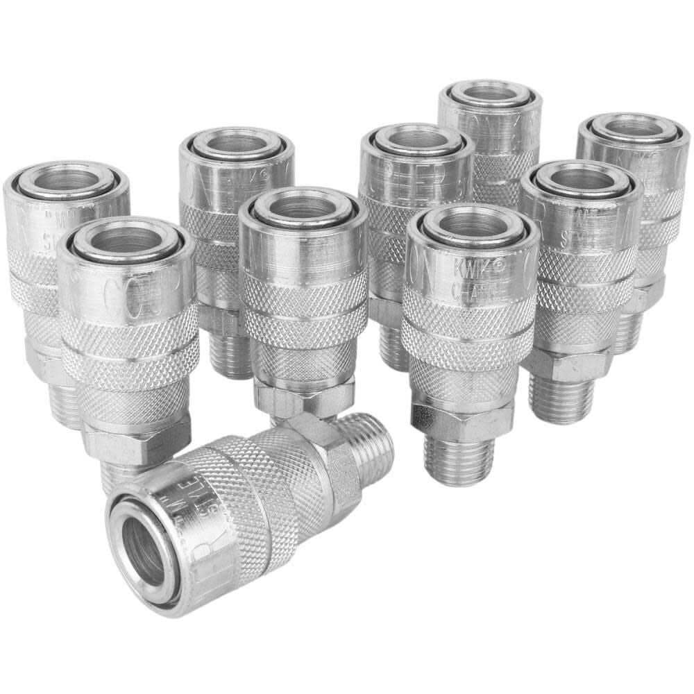 Milton Quick-Connect Steel Coupler 1/4in MNPT Industrial Interchange (M-Style), large image number 1