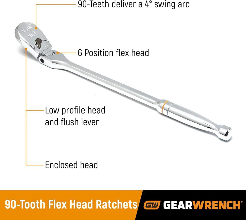 GEARWRENCH 16 Piece 1/2 Inch, 21 Piece 3/8 Inch, 18 Piece 1/4 Inch Ratchet and Drive Set Bundle, large image number 18