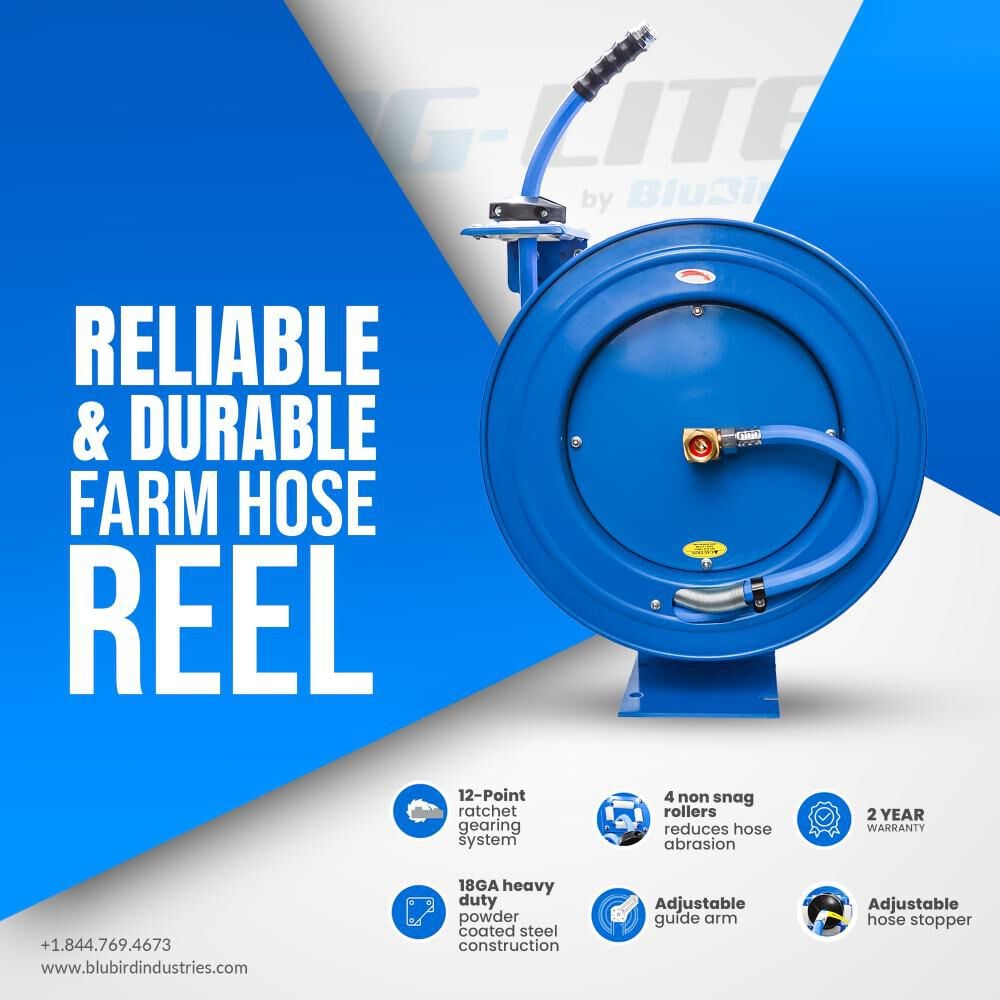 BluBird 5/8 Inch x 50 Ft Blue Steel Large Retractable Water Hose Reel, large image number 6