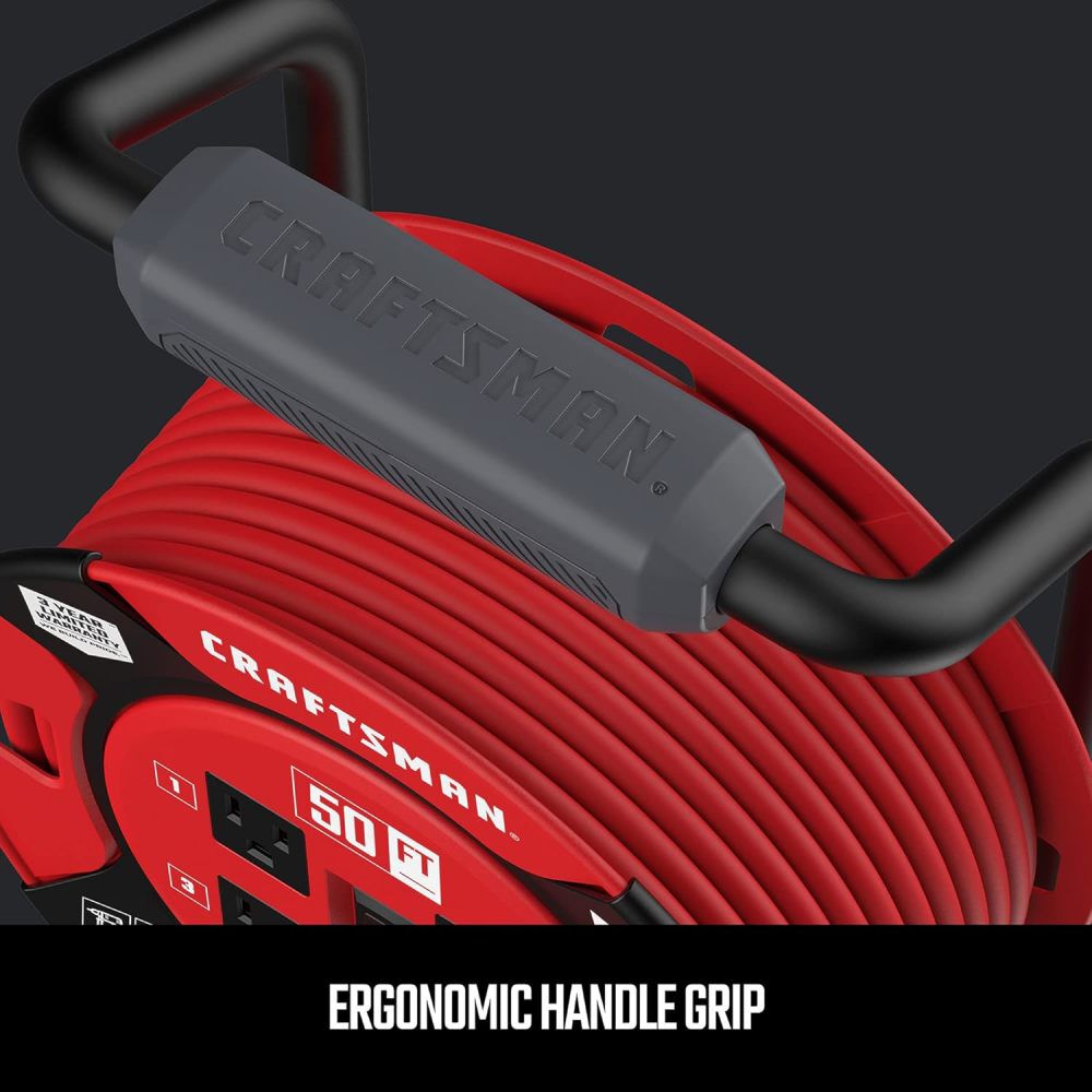 CRAFTSMAN 50 Foot Retractable Extension Cord Reel with 4 Outlets, large image number 4