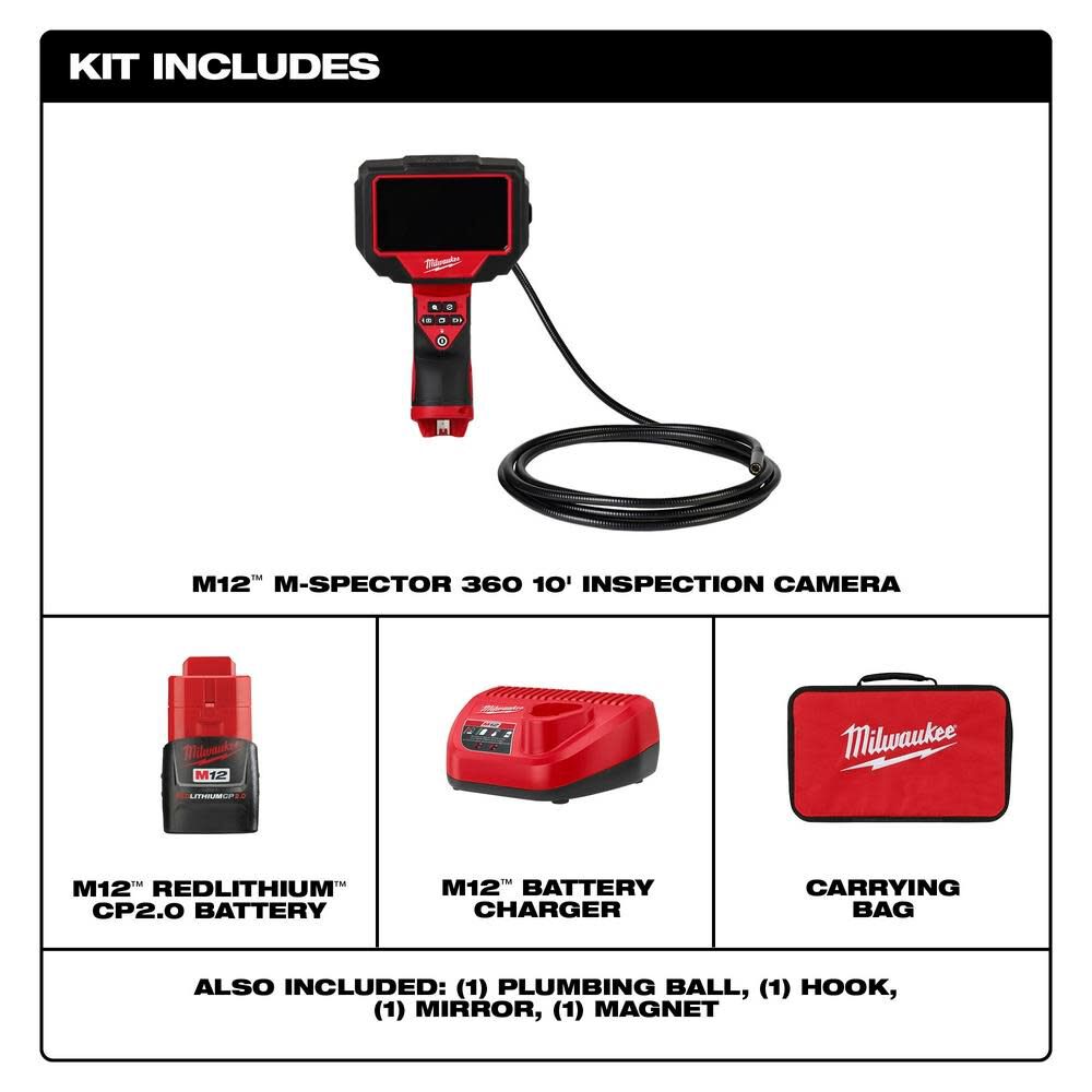 Milwaukee M12 M Spector 360 10 Inspection Camera Kit 2324 21 Sansujyuku sansujyuku.com