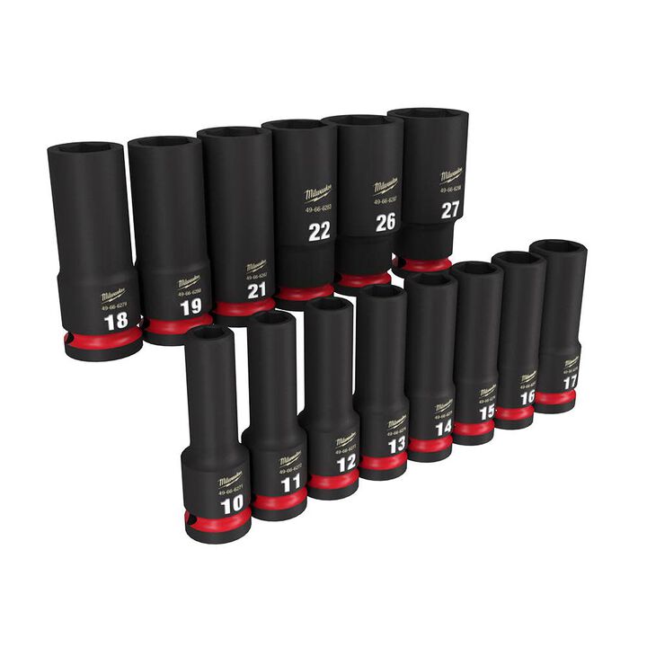 Milwaukee Promotional SHOCKWAVE Impact Duty 1/2in Drive Metric Deep 6 Point Socket Set 14pc, large image number 3