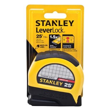 Stanley 25Ft x 1In Center Read Tape Measure, large image number 0