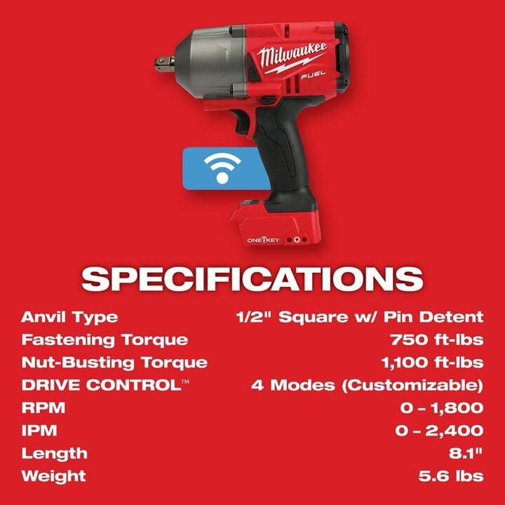 Milwaukee M18 FUEL with ONE-KEY High Torque Impact Wrench 1/2inch Pin Detent Kit, large image number 7