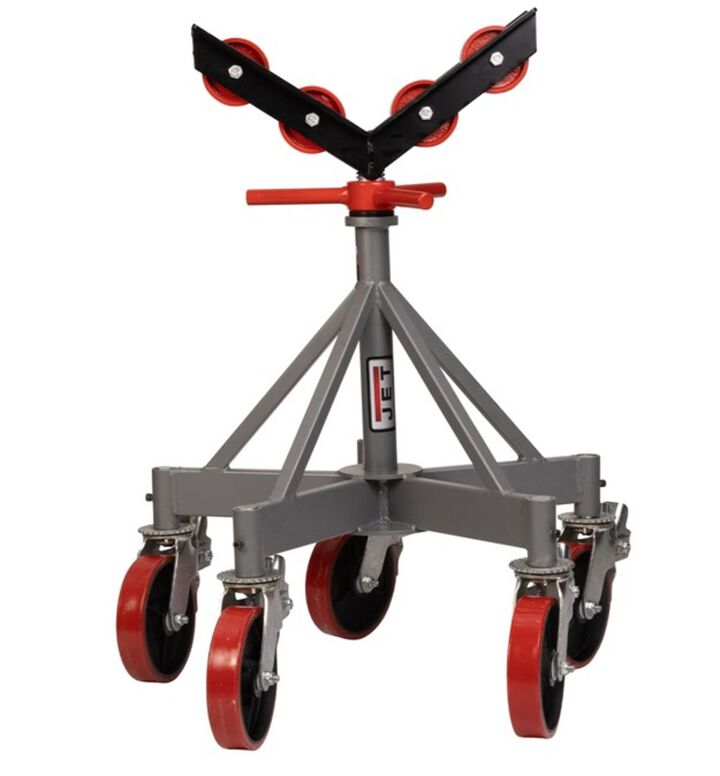 JET 5-Leg Pipe Jack Stand with Casters and Steel Rollers
