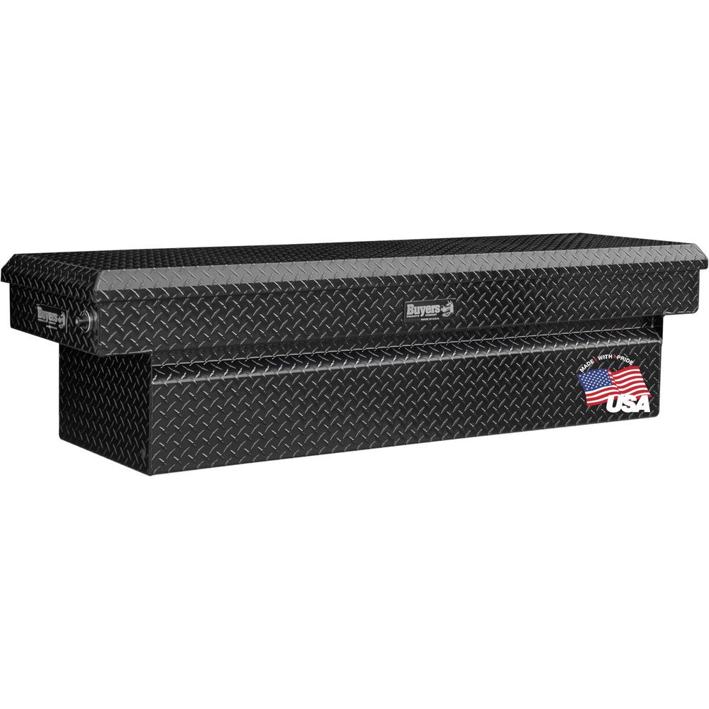 Buyers Products Company 18 Inch x 20 Inch x 71 Inch Diamond Tread Aluminum Crossover Truck Box, Gloss Black, large image number 1