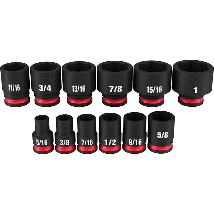Milwaukee Impact Socket 3/8in Drive SAE Standard 6 Point 12pc