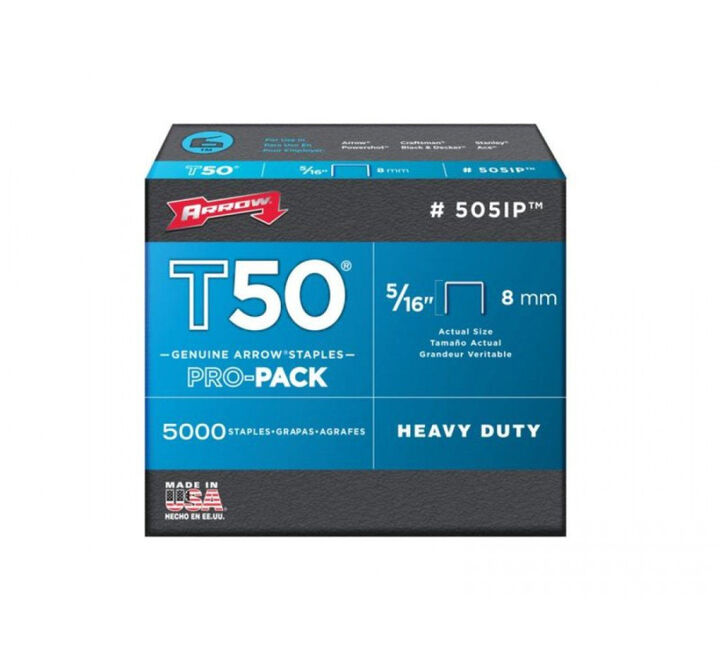 Arrow Fastener T50 3/8 Inch Crown 5/16 Inch Wire Staple F/HT-50A/T50/T55, 1250 Pack