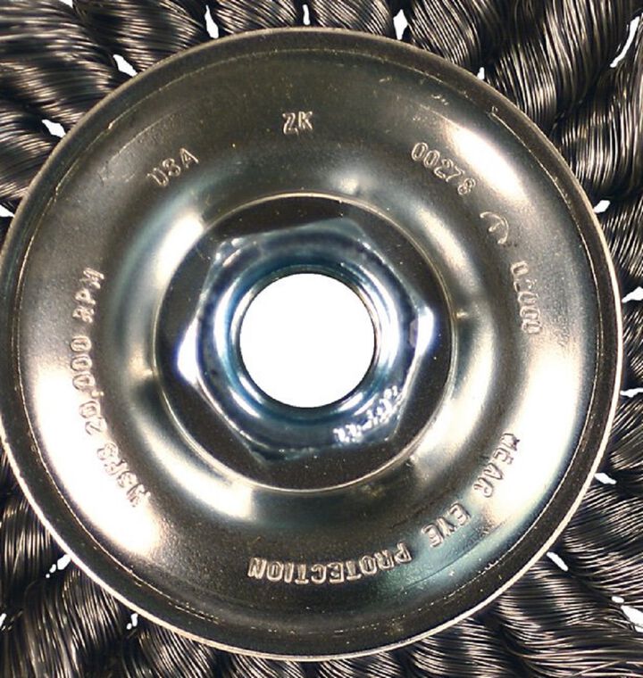 Pferd P.O.P. 4in Standard Twist Knot Wheel - .014 SS Wire 5/8-11 Thread, large image number 1