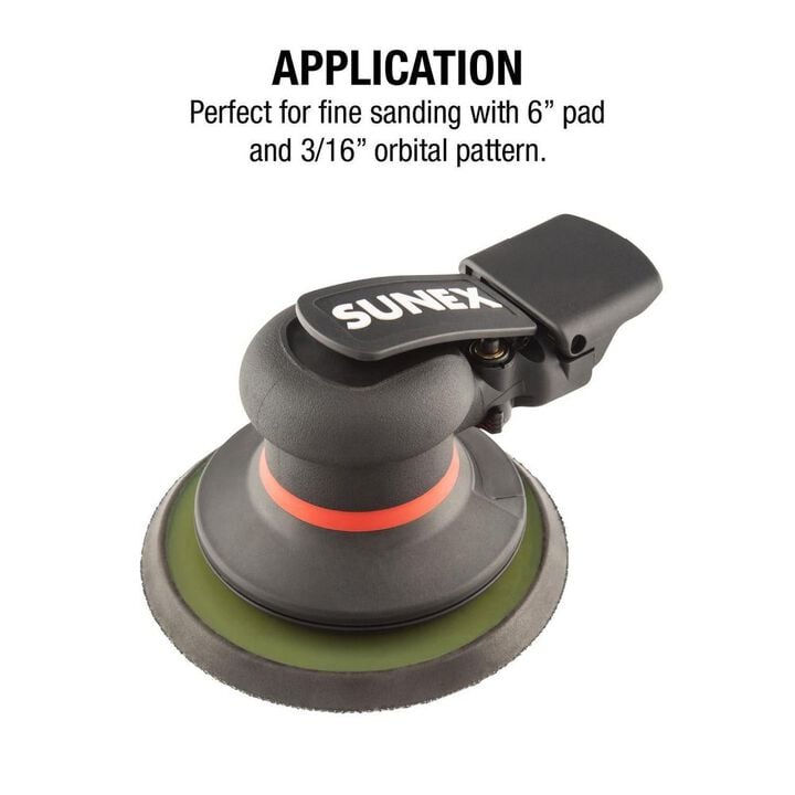 Sunex 3/16 Inch 11000 RPM One-Handed Speed Control Orbital Palm Sander, large image number 1