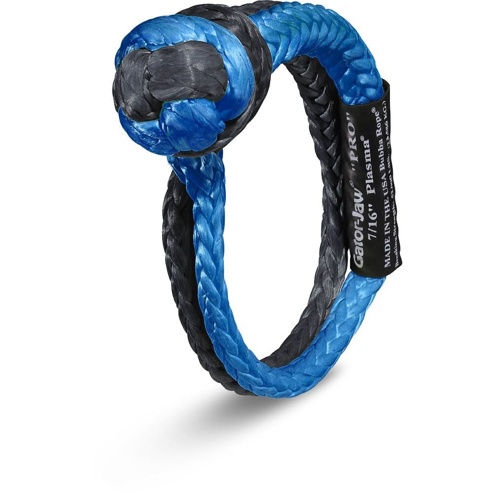 Bubba Rope 7/16 Inch Gator-Jaw PRO Synthetic Soft Shackle, Blue and Black – 176745PROBB