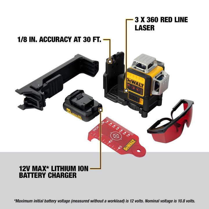 DEWALT 12V Max Line Laser 3 X 360 Degree Red, large image number 5