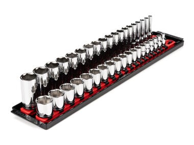 Tekton 3/8 Inch Drive 6-Point Socket Set with Rails, 38 Piece (6-24 mm)