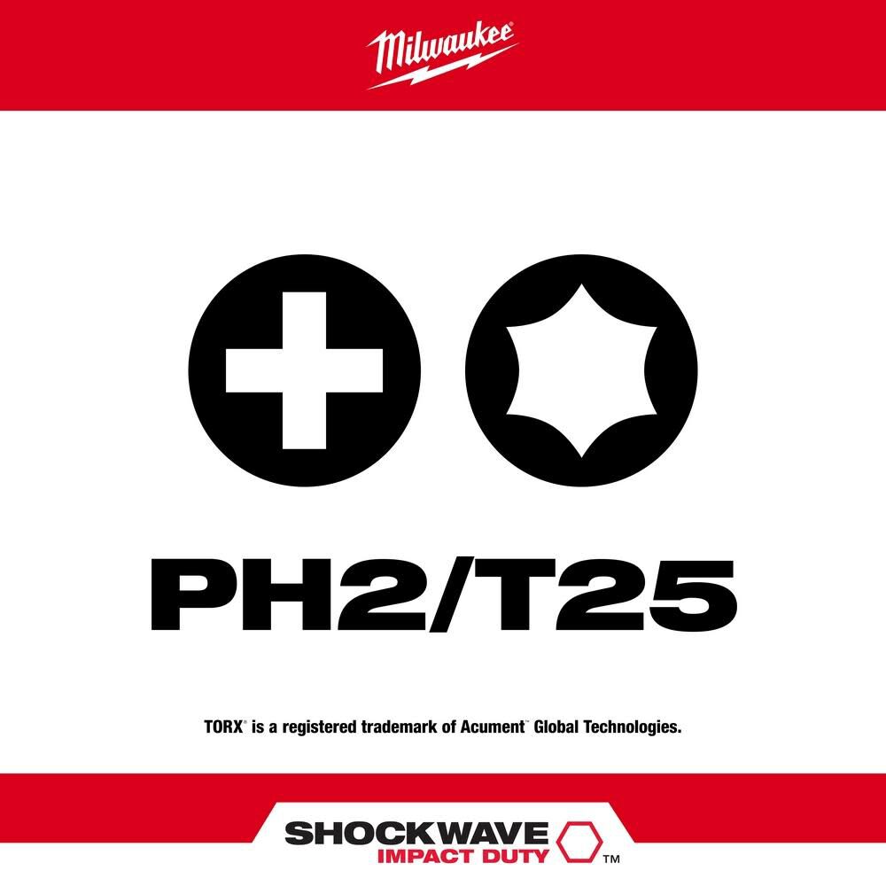 Milwaukee SHOCKWAVE Impact Phillips 2 Torx T25 Double Ended Bit