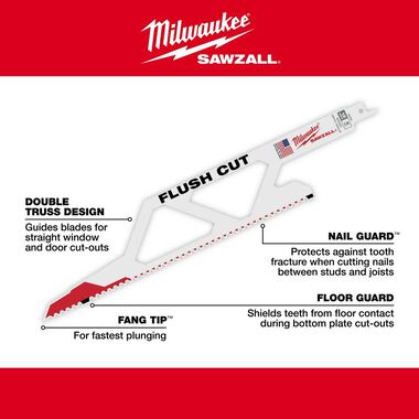 Milwaukee Flush Cut SAWZALL Blade, large image number 4