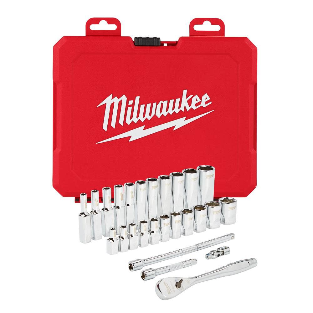Milwaukee 1/4 in. Drive 26 pc. Ratchet & Socket Set - SAE - 48-22-9404