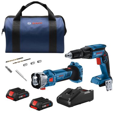 Bosch 18V 2 Tool Combo Kit with Screwgun Cut Out Tool & Two CORE18V 4.0 Ah Compact Batteries, large image number 0