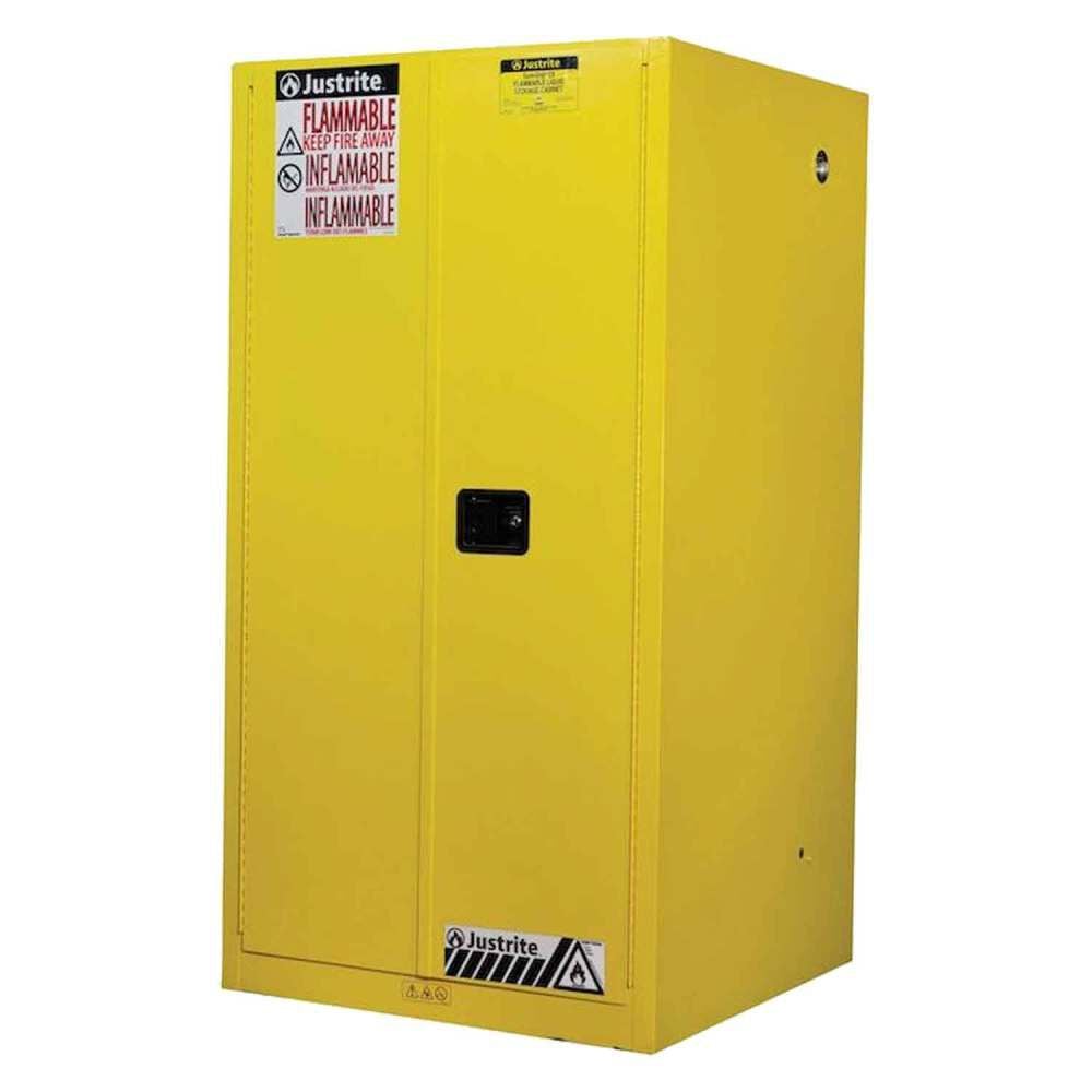 Justrite 60 Gallon Yellow Steel Manual Close Flammable Cabinet, large image number 1
