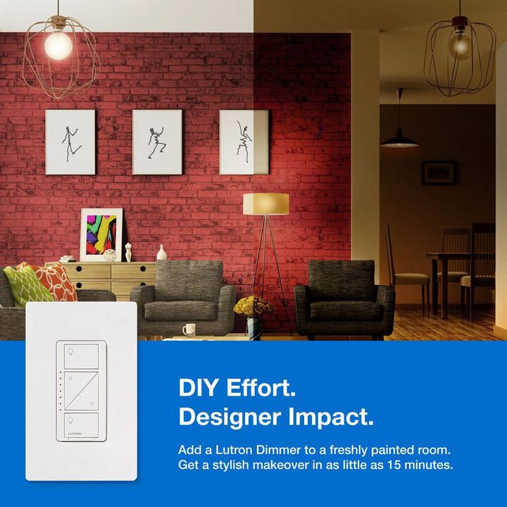 Lutron Caseta 120V 150W 1P Gloss White Wireless Smart Dimmer Switch, large image number 6