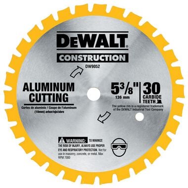 DEWALT 5-3/8 In. 30T Aluminum Cutting Blade with 20mm Arbor, large image number 0
