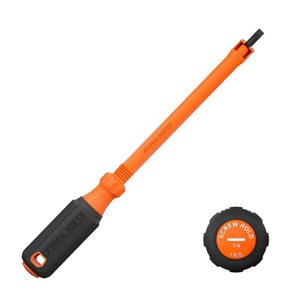 Klein Tools 1/4-Inch Slotted Insulated Hooded Screw Holding Screwdriver, large image number 1