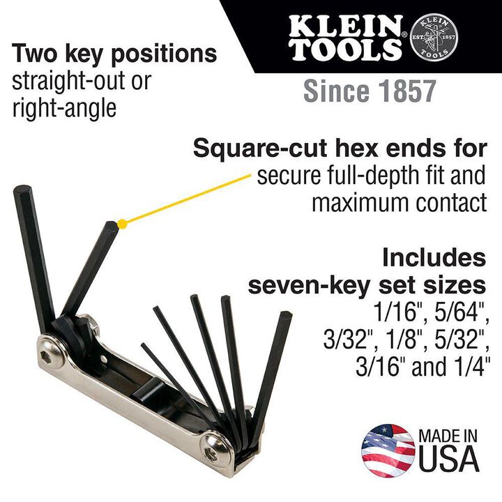 Klein Tools Folding Hex Key Set Metric 7 Pc, large image number 1