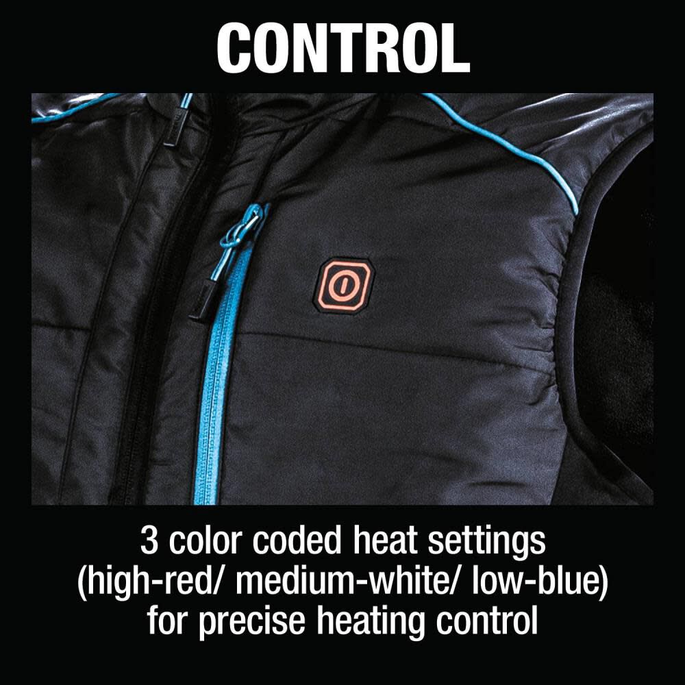 Makita 18V LXT Cordless Heated Vest Large Black Bare Tool DCV202ZL Acme Tools