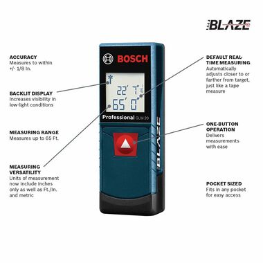 Bosch BLAZE Laser Distance Measurer 65' GLM 20 from Bosch Acme Tools