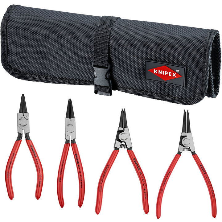 Knipex Chrome Vanadium Steel Snap Ring Pliers Set In Tool Roll, 4 Piece