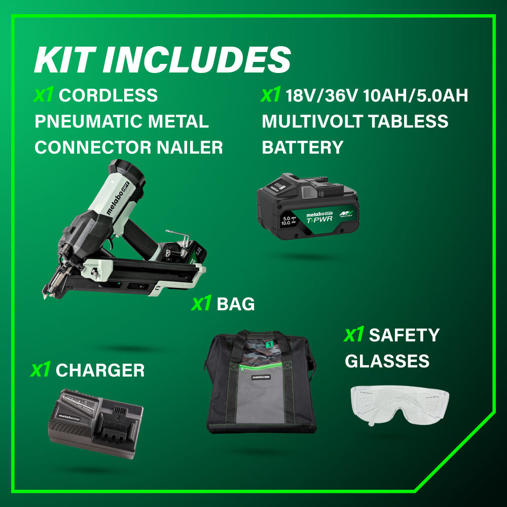 Metabo HPT Cordless Pneumatic 18V Metal Connector Nailer Kit, large image number 8